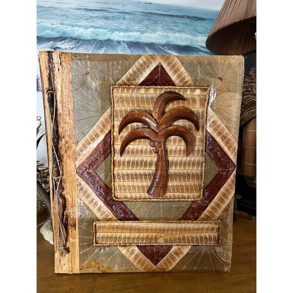Handmade Palm Tree Photo Album Vintage Style Natural Materials 14x12 - Picture 11 of 15